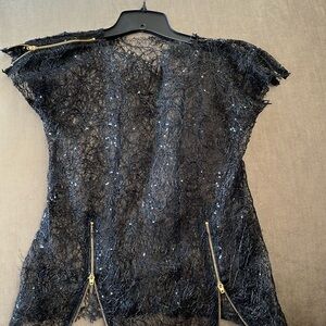 Women top black mesh custom tailoring